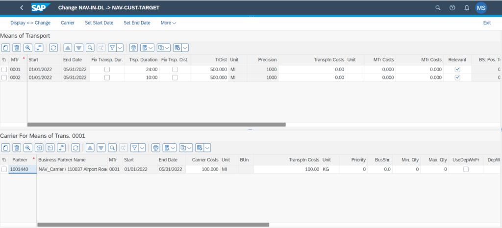 Transportation Lane in SAP Transportation Management | NAV-IT