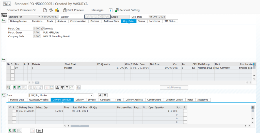 Create a Purchase Order