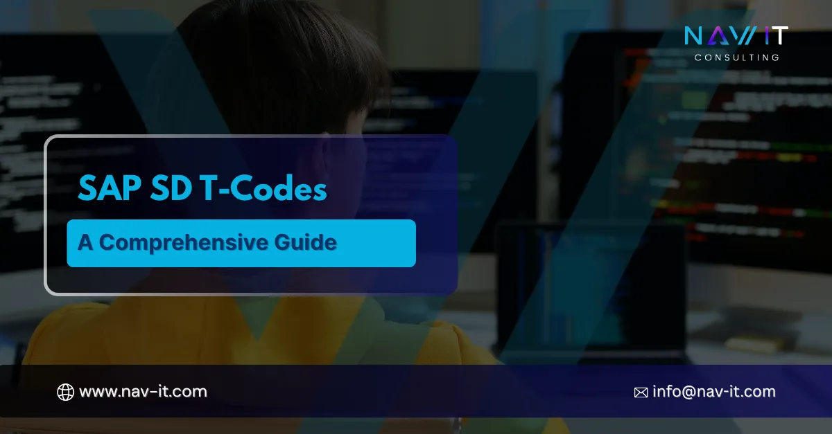 SAP SD T-Codes comprehensive guide image showing key transaction codes used in Sales and Distribution module.