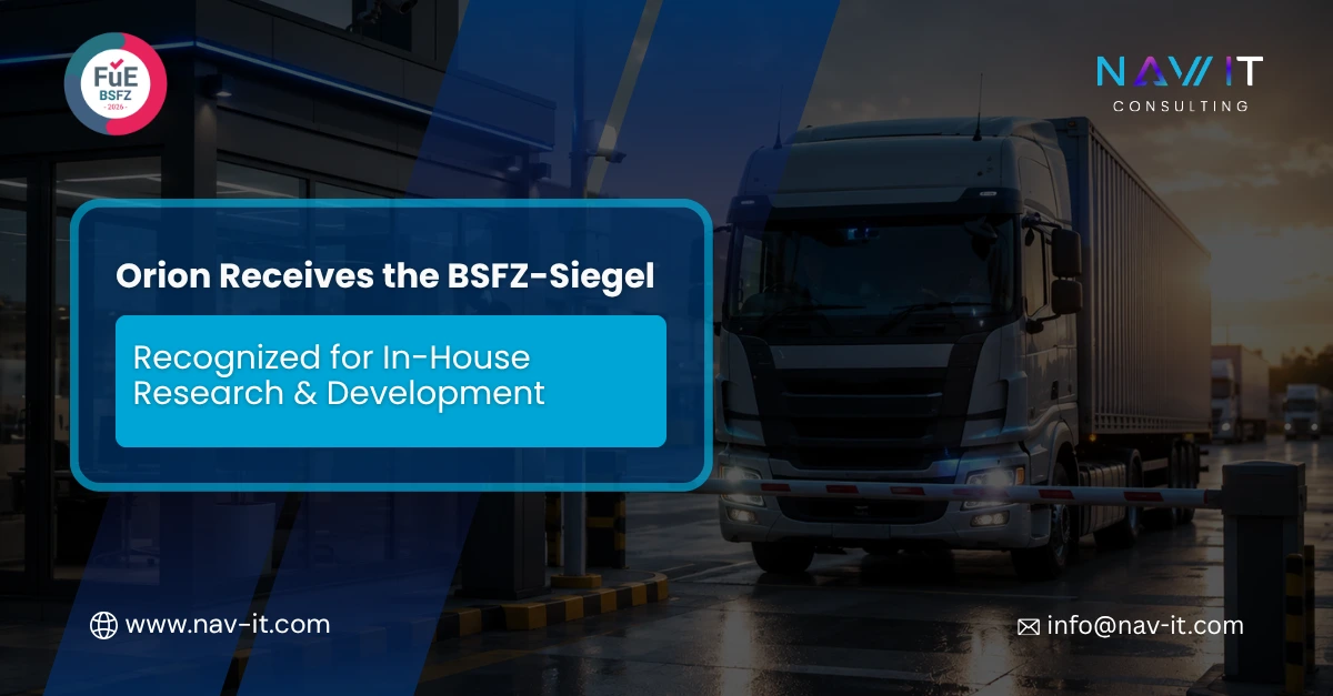 NAV IT’s Orion Receives the BSFZ-Siegel for In-House R&D
